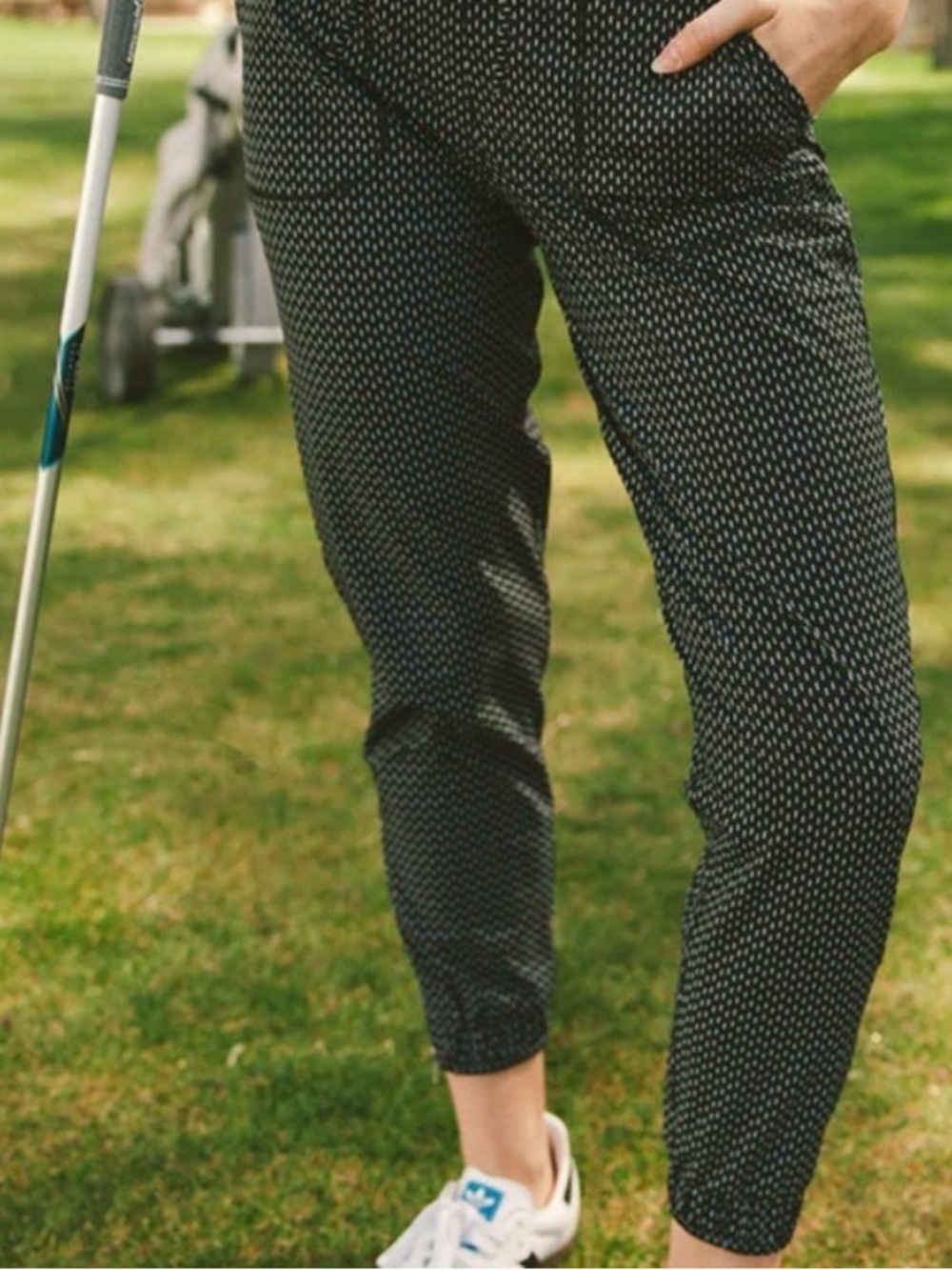 EUC! Albion Black and White Polka Dot Joggers DASH JETSETTERS XL